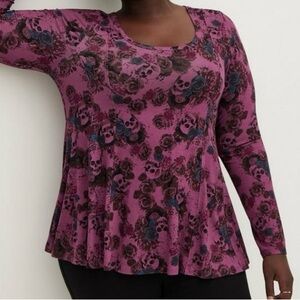 Torrid Super Soft Scoop Neck Fit And Flare Long Sleeve Top